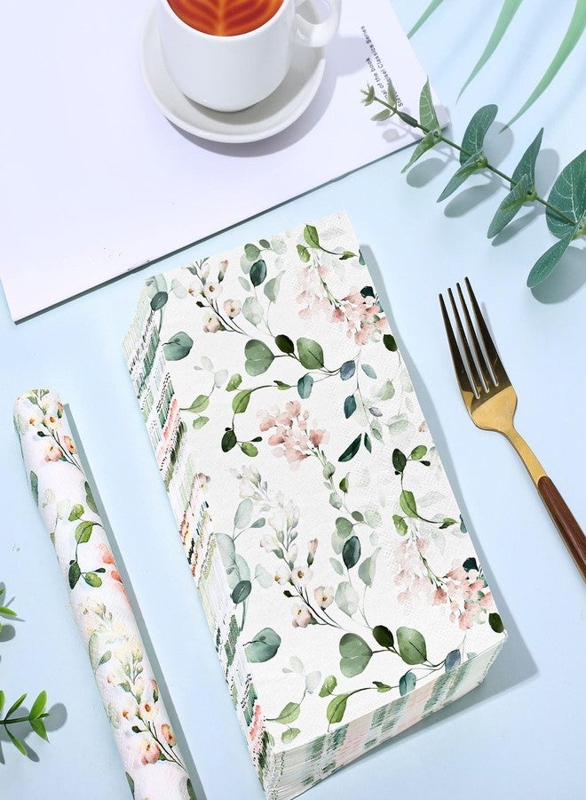 JarThenaAMCS 80Pcs Eucalyptus Guest Napkins Disposable Paper Spring Floral Greenery Dinner Hand Napkin for Kitchen Bathroom Wedding Bridal Baby Shower Birthday Party Supplies - Image 5